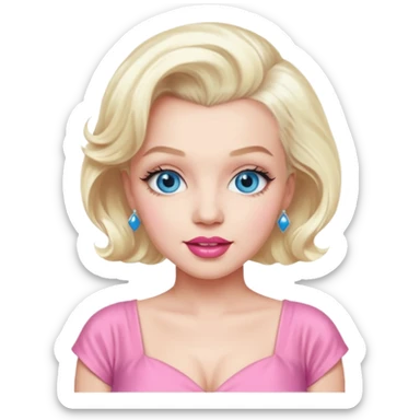 Marilyn Monroe with blue eyes, platinum blonde hair, pink outfit sticker