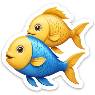 Make an emoji with two fish as pisces from horoscope, make them look very cute and emoji like sticker