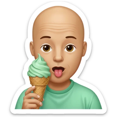 Bald man Licking a mint ice cream cone sticker