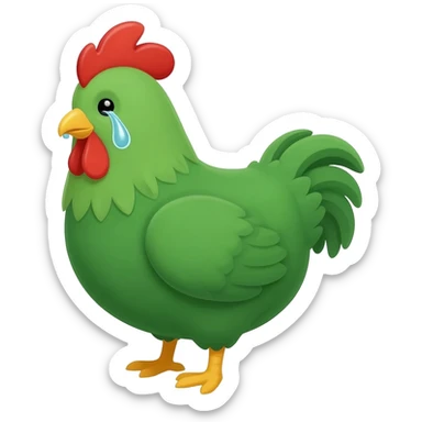 green chicken crying sticker
