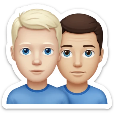Two guys, the first one is an albino with blue eyes, the second one is a brunette with brown eyes. sticker
