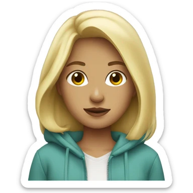 blonde girl wearing trendy hoodie sticker