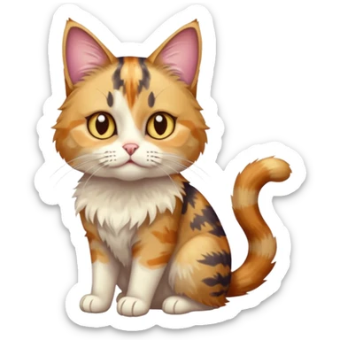 full body anxious looking colourful light calico tabby cat with hazel eyes sticker