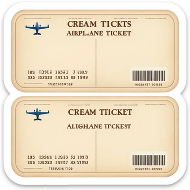 Three cream airplane tickets sticker