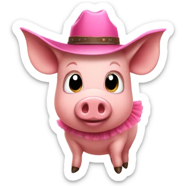 Pig with a cowboy hat and a tutu sticker