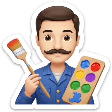 artist with a palette and a moustache sticker