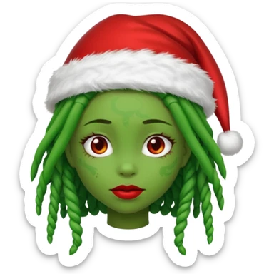 Girl style grinch with locs sticker