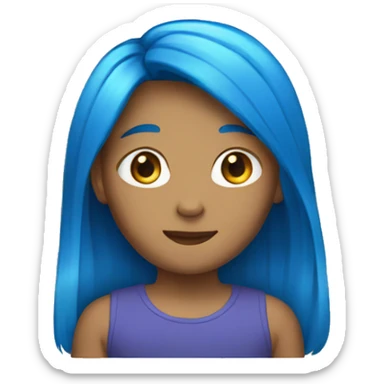 Blue long hair with pronouns sticker