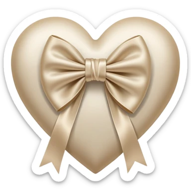 white heart with beige bow sticker