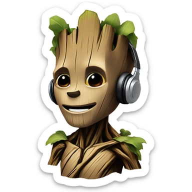 Groot wearing headphones sticker