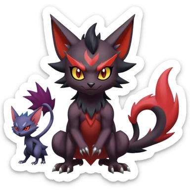 Edgy Cute Cool Kawaii Litten-Noivern-Zoroark-Noibat-Pokemon Full Body  sticker