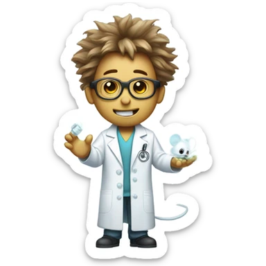 A scientist ghost giving a scientist mouse a massage ￼ sticker