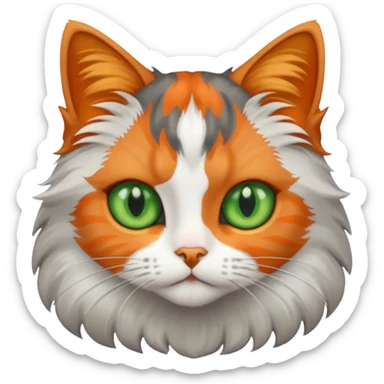 Fluffy diluted calico cat with green eyes sticker
