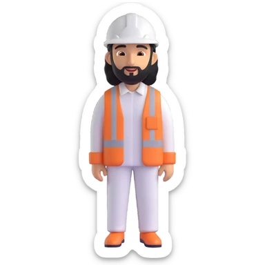 Arab in a worker's helmet, full length sticker