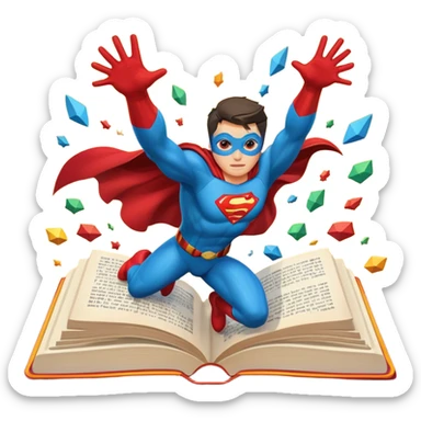 A book with Super heros sticker