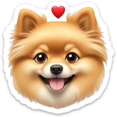 Pomeranian with hearts sticker