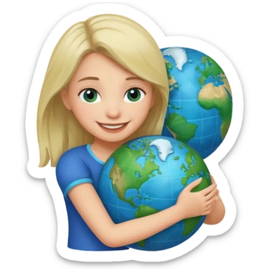 girl hugging the world sticker