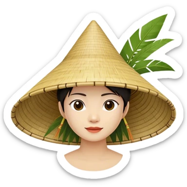 ​Cinematic Realistic Traditional Vietnamese Nón Lá, depicted as a delicately crafted conical hat made of bamboo and palm leaves with subtle texture and natural wear, evoking authentic cultural heritage, please show the hat only sticker