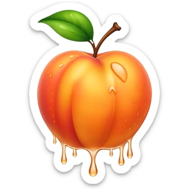 Wet dripping peach sticker