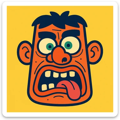 ugly face, cartoonish, exaggerated features, playful style sticker