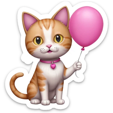 Cat with pink balloon sticker