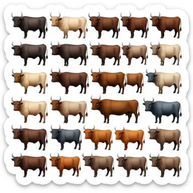 make an image which give a clear context of a cattle/buffalo diffrent  breeds gallery  in this i will showing diffrent diffrent breeds of cattle / buffalo  sticker