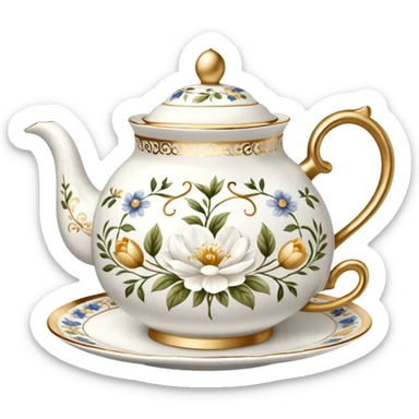 A teapot and teacup set for English afternoon tea. sticker
