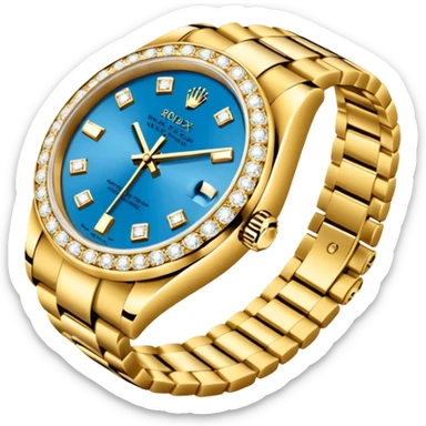 rolex z bransoleta wysadzana diamentami oraz z tarcza wysadzana diamentami sticker
