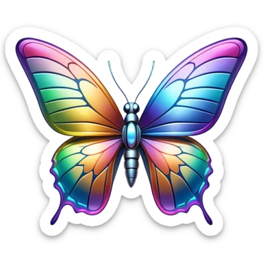 Robotic Iridescent Rainbow Cybernetic Futuristic Cyber Butterfly sticker