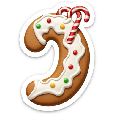 gingerbread cookie in candy cane shape sticker