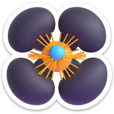 neutron approaching nucleus with cross section highlighted sticker