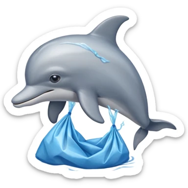dolphin stuck in plastic waste bag sticker