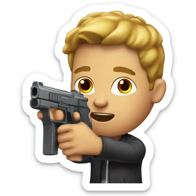 guy using toy gun sticker