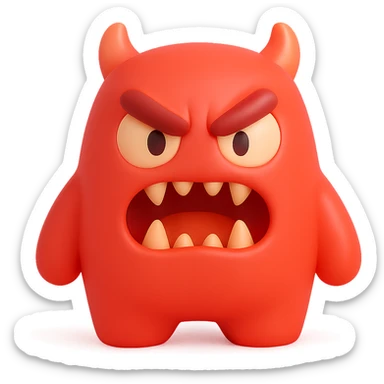 red-hot, angry, scary monster face sticker