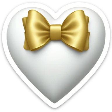 White love heart and gold bow sticker