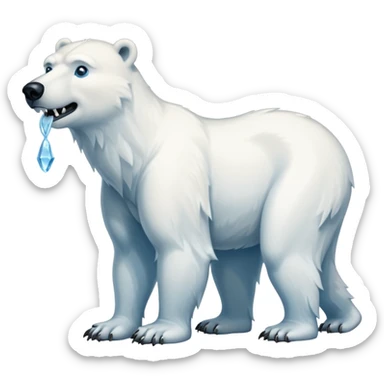 Polar bear with a wolf’s tail, thick neck fur, and long fangs sticker