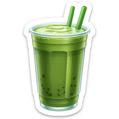iced matcha plastic cup with lid sticker