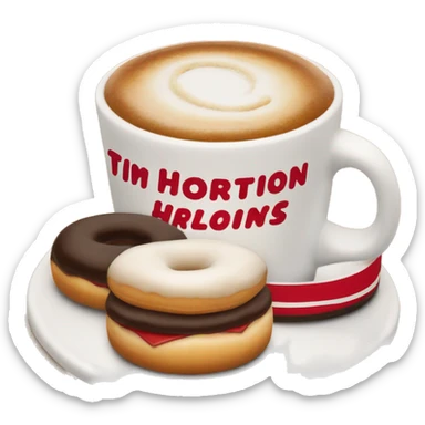 “Tim Hortons store with a red and white color scheme, featuring the classic Tim Hortons logo, a warm and welcoming design that represents a popular coffee and donut shop.” sticker