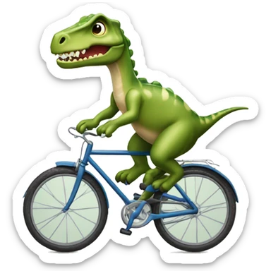 Crie um emoji de um dinossauro andando de bicicleta  sticker