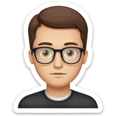 a young dad with brown hair, light yellow skin color, small eyes with rectangular glasses, without beard sticker