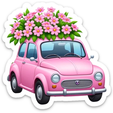 Pink car with flowers  sticker