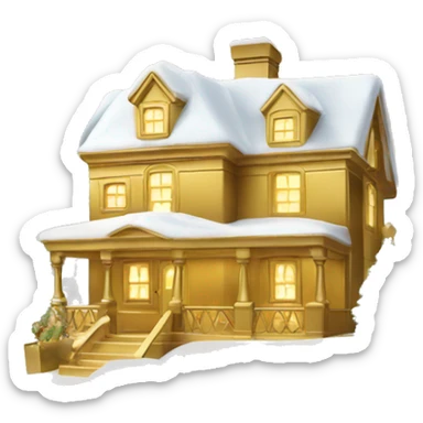 Gold Christmas house sticker