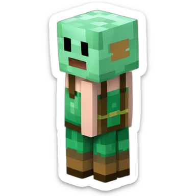 Minecraft farmer villager cubic with an square starw hate minecraft style sticker