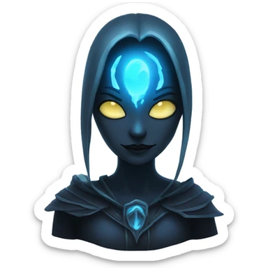 Wraith Phase: An emoji showing Wraith's face with her eyes glowing blue and a phase shift effect around her. sticker
