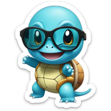 squirtle with sunglasses dancing like a rock star sticker