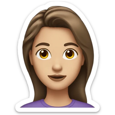 woman with mid-length brown hair, marron eye sticker