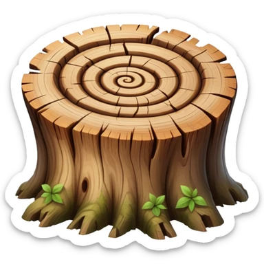 A beautiful pretty natural Tree stump with a swirly pattern in the middle twigs sticking out sticker