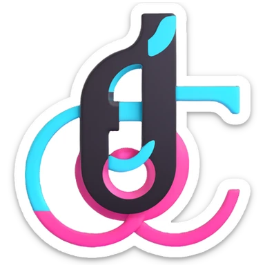 true 3D version of the official TikTok logo, using TikTok's signature colors black white cyan and pink, realistic and visually striking, suitable for Discord role icon sticker