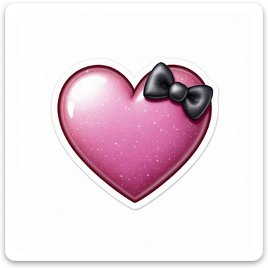 heart emoji, cute and shiny, with a bow accent, no background sticker