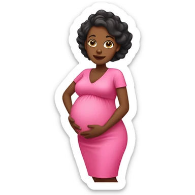 Pregnant Black mom with pink dress sticker